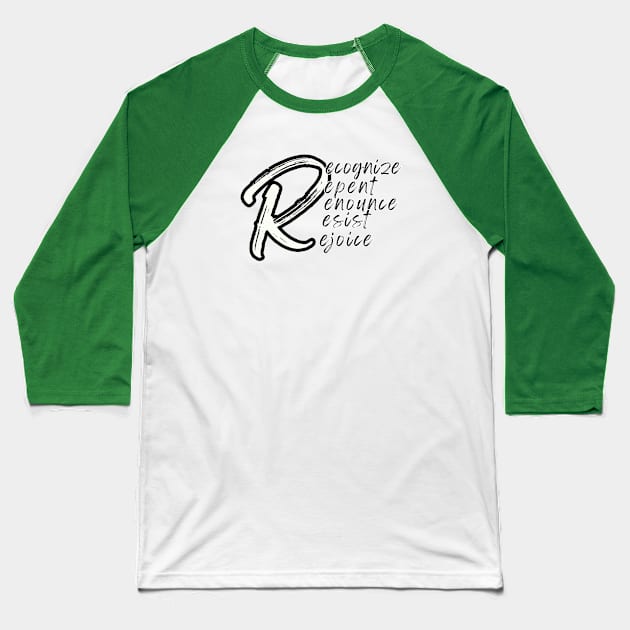 5 R's ACTS 2:38 Baseball T-Shirt by Seeds of Authority